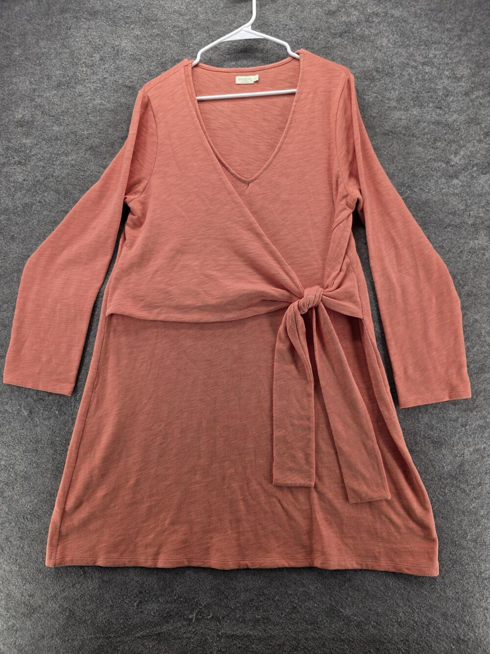 Spartina Dress Womens XL Pink Wrap V-Neck Knee Length Long Sleeve Belted Knit